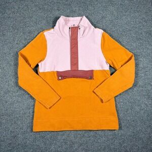 L.L. Bean Signature Anorak Women Medium Orange Pink‎ Colorblock Quarter Zip